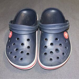 CROCS Kids Navy Water Shoes with Red Accents